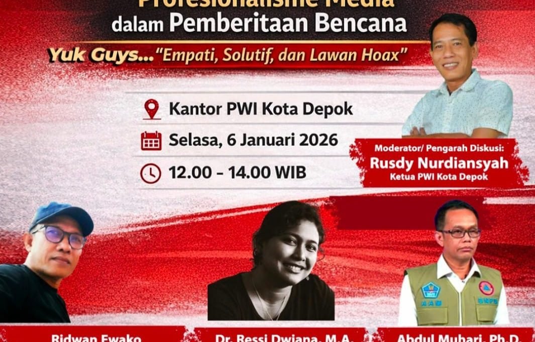 Gelar Diskusi Nasional Soal Profesionalisme Pemberitaan Bencana, Sumbangan Nyata PWI Depok Hadirkan Solusi persoalan Bangsa