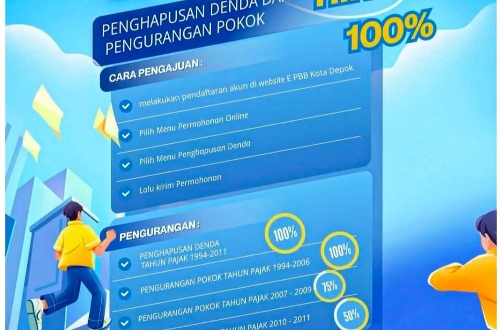 Hore ! Kabar Gembira , Pemkot Depok Hapus Denda PBB 100%, Ada Diskon Pokok Pajak Juga