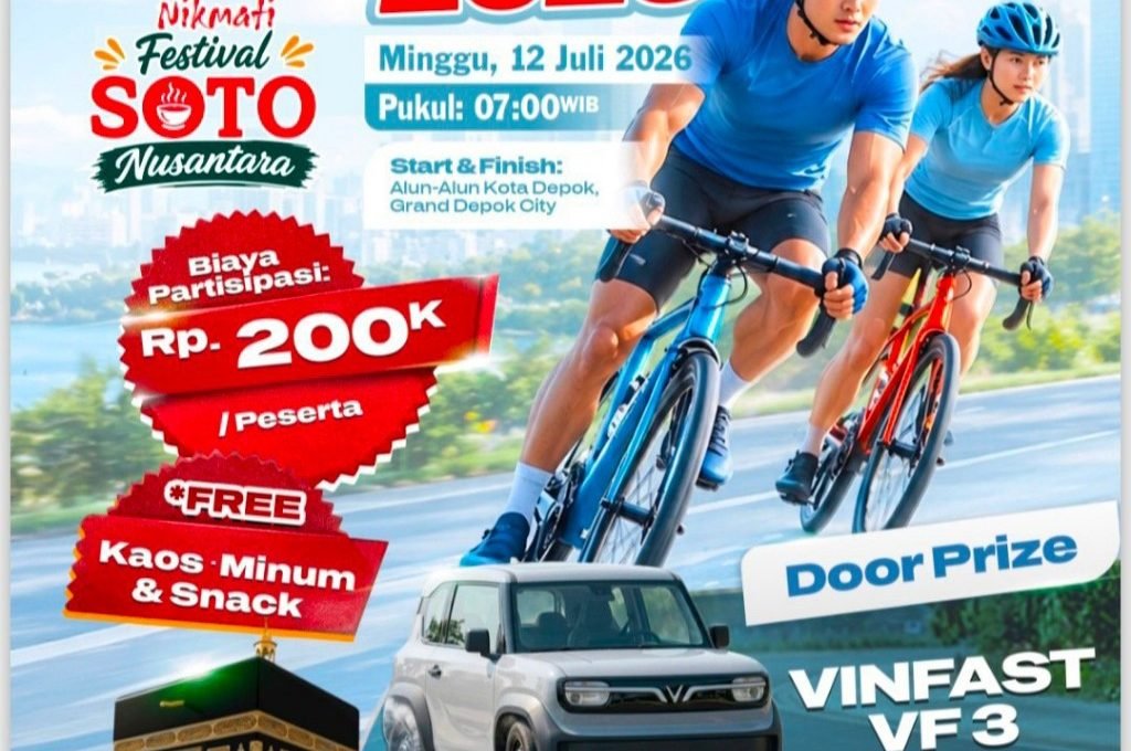Gowes 10 KM Bareng VinFast Fun Bike 2026 di Depok, Hadiahnya Mobil Listrik dan Umrah!
