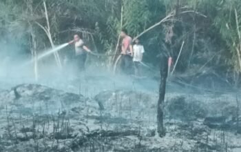 Babinsa dan Warga Labanan Jaya Bergerak Cepat Padamkan Kebakaran