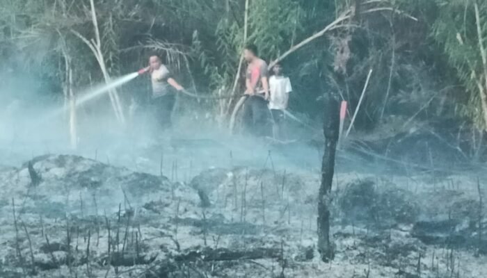 Kapospol Lebanan, Agus Juprianto Bersama Babinsa dan Warga, Bergerak Cepat Padamkan Kebakaran