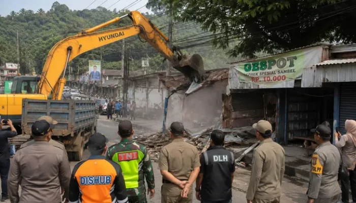 Pemkab Cianjur Tertibkan 216 Bangunan Liar di Jalur Bandung – Cianjur, Dukung Penataan Kawasan Wisata