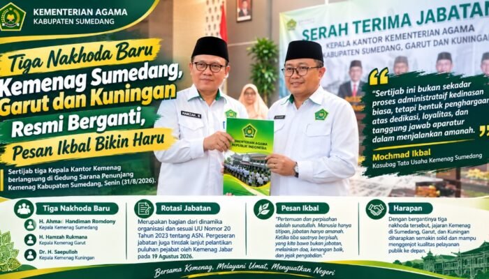 Tiga Nakhoda Baru Kemenag Sumedang, Garut dan Kuningan Resmi Berganti, Pesan Ikbal Bikin Haru