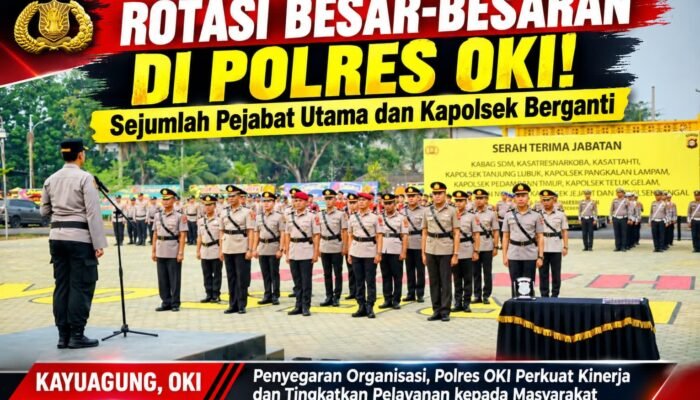 Rotasi Besar – Besaran DI Polres OKI, Sejumlah Pejabat Utama dan Kapolsek Berganti