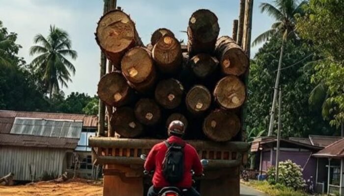 Truk Pengangkut Kayu Bulat Dikeluhkan Warga Tubaan, Muatan Dinilai Membahayakan Pengguna Jalan