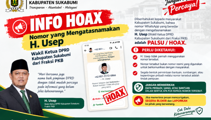 Sekretariat DPRD Sukabumi Imbau Warga Waspadai Nomor WhatsApp Palsu Catut Nama H. Usep